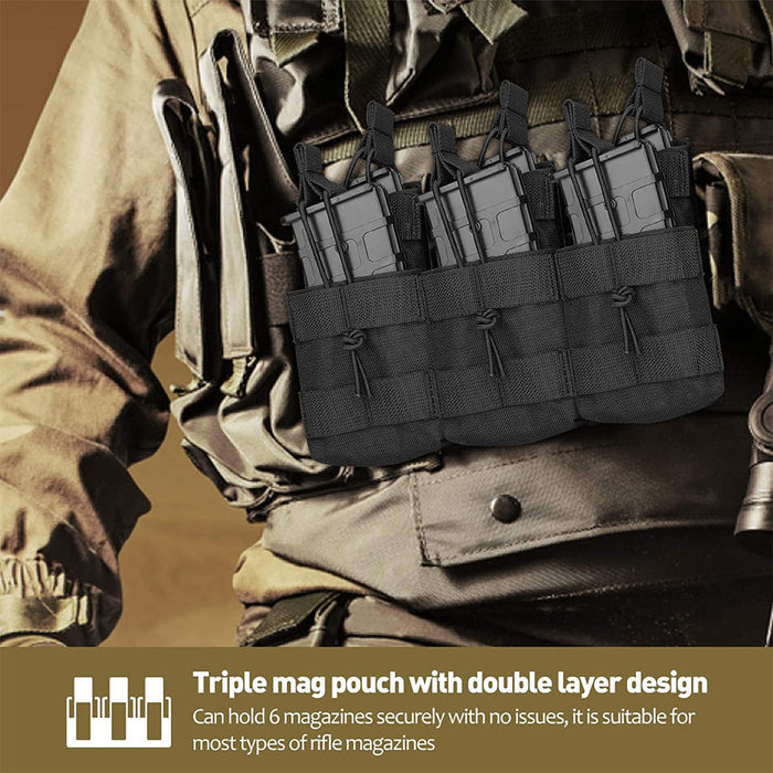 Molle Tactical 600D 5.56 Triple Magazine Double-Layer Mag Pouch