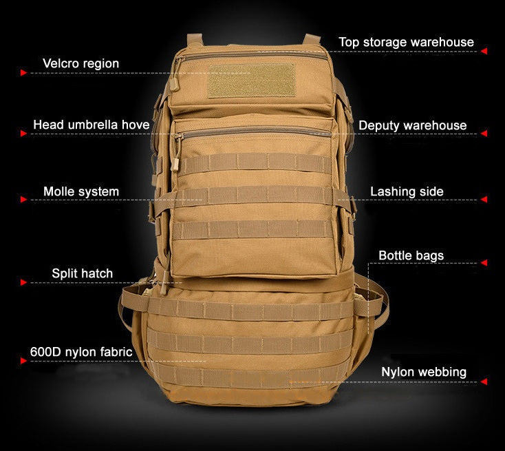 50L Military MOLLE Tactical Army Backpack with Waist Strap
