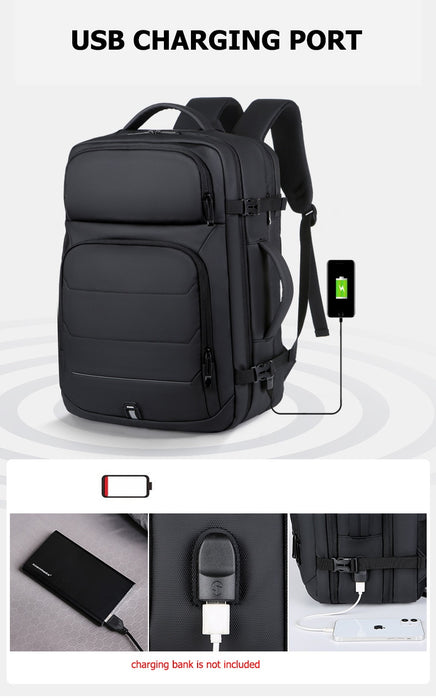 Large Capacity Expandable 17in Laptop Backpack with USB Charging