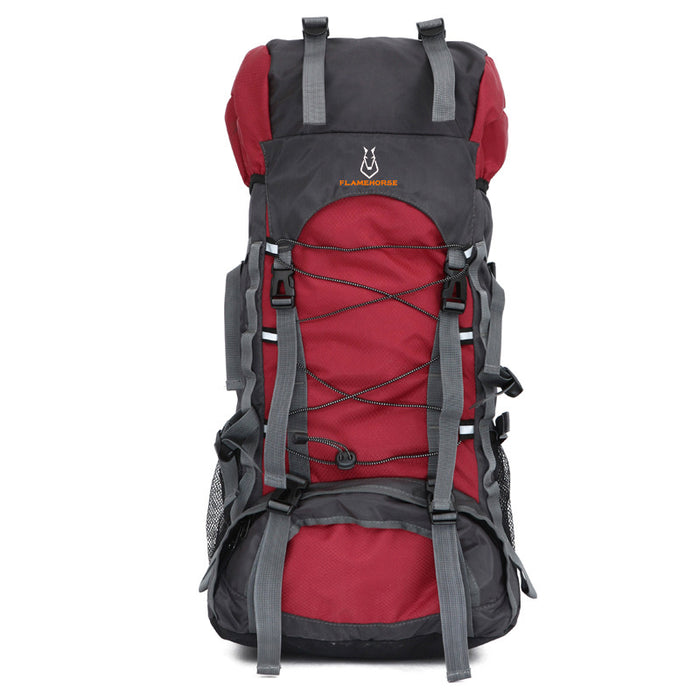 60L Nylon/Oxford Waterproof Camping Hiking Trekking Rucksack-Bonfire Red-ERucks