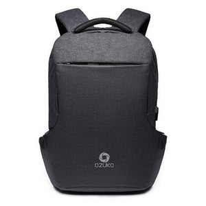 Multi-Function Anti-Theft Fashion Backpack with USB Charging-Black-ERucks