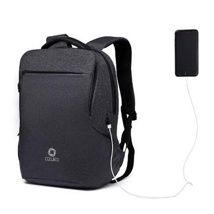 Multi-Function Anti-Theft Fashion Backpack with USB Charging-Black-ERucks
