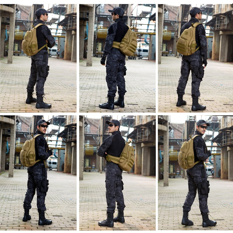 PROTECTOR PLUS 20L Military Molle Tactical Sling Backpack-Tactical Black-ERucks