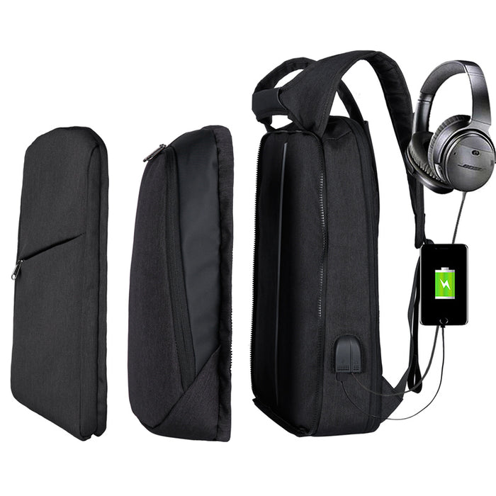 Slim Multi Compartment Laptop Backpack with USB Charging-J and H Black-17.3inch-ERucks