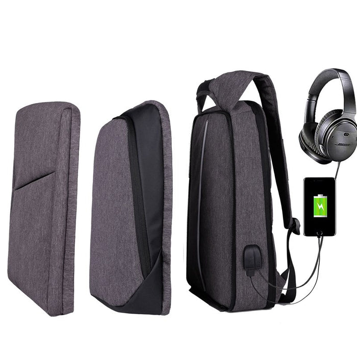 Slim Multi Compartment Laptop Backpack with USB Charging-J and H Grey-17.3inch-ERucks
