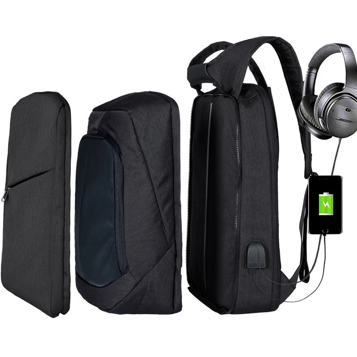 Slim Multi Compartment Laptop Backpack with USB Charging-J and U Black-17.3inch-ERucks