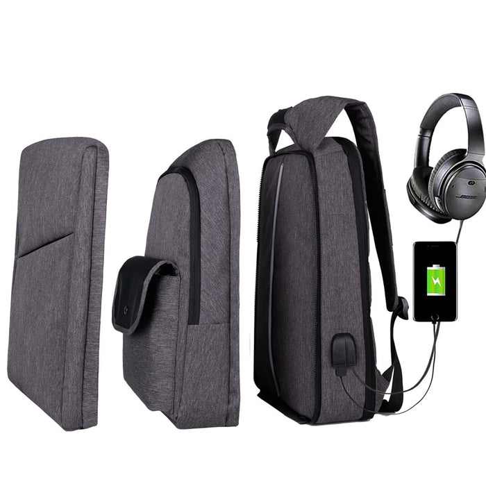 Slim Multi Compartment Laptop Backpack with USB Charging-J and I Grey-17.3inch-ERucks