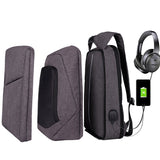 Slim Multi Compartment Laptop Backpack with USB Charging-J and U Grey-17.3inch-ERucks