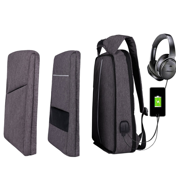 Slim Multi Compartment Laptop Backpack with USB Charging-J and V Grey-17.3inch-ERucks