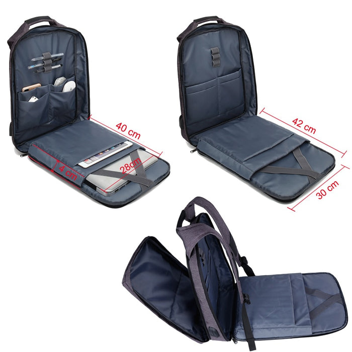 Slim Multi Compartment Laptop Backpack with USB Charging-1806 Basic Bag Black-17.3inch-ERucks