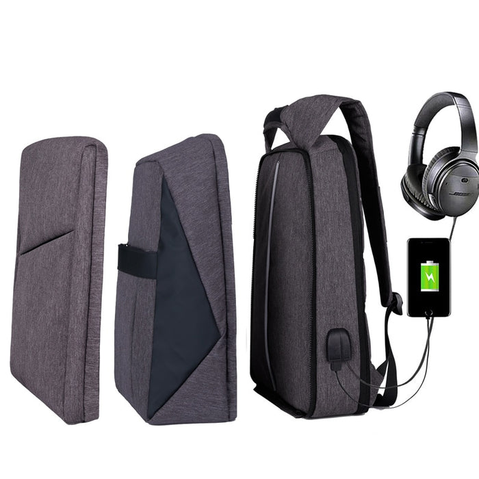 Slim Multi Compartment Laptop Backpack with USB Charging-J and R Grey-17.3inch-ERucks