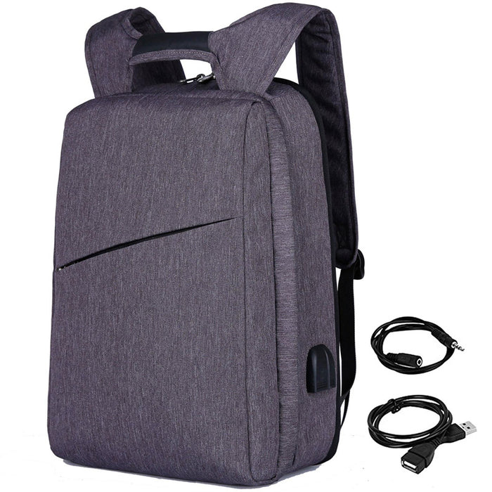 Slim Multi Compartment Laptop Backpack with USB Charging-Grey-17.3inch-ERucks