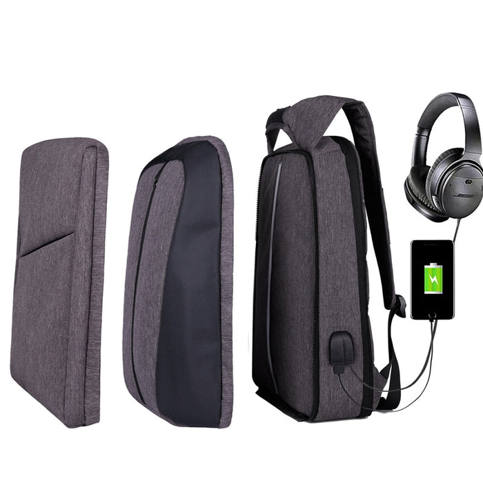 Slim Multi Compartment Laptop Backpack with USB Charging-J and G Grey-17.3inch-ERucks