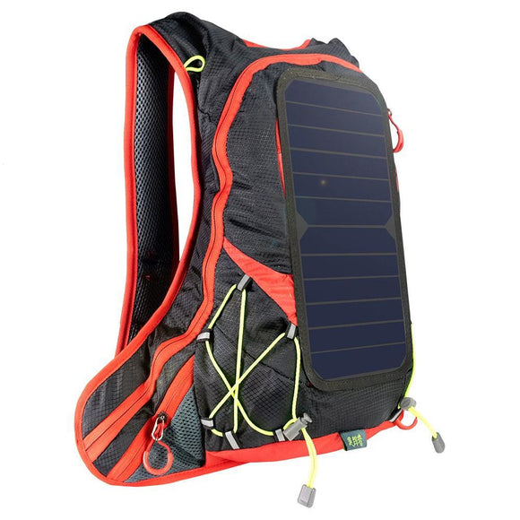 Sunset Red Super Ultralight Solar Powered Backpack with USB Charging