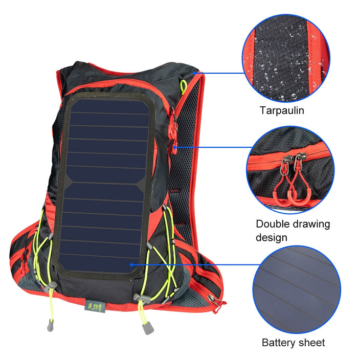 Sunset Red Super Ultralight Solar Powered Backpack with USB Charging