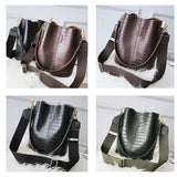 Women's Crocodile Vegan Bucket Leather Tote