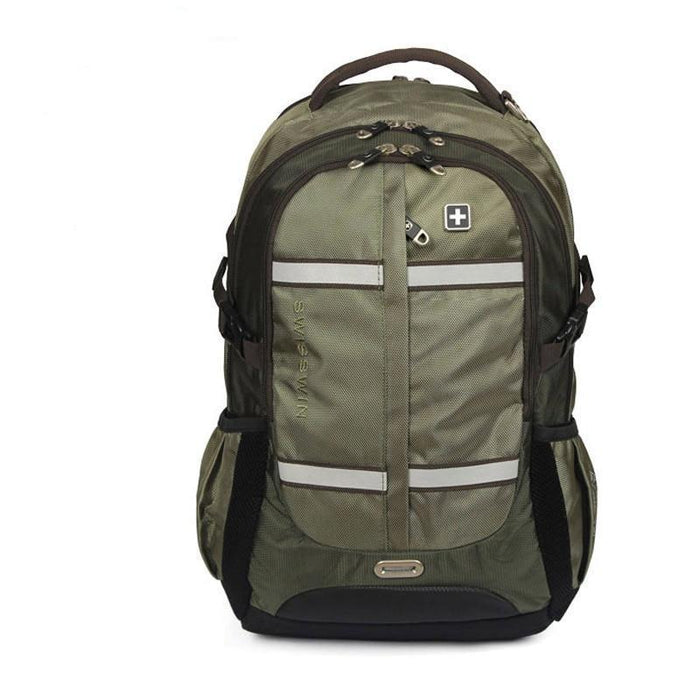 Swiss Design Green Nylon Large Travel Backpack