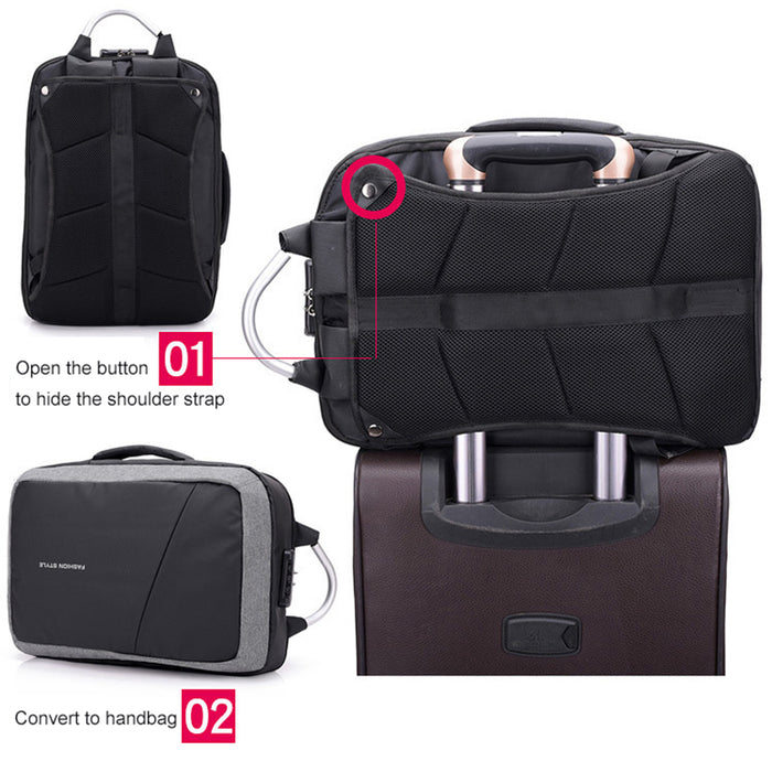 eRucks Men's Anti-Theft Travel 15" Laptop Backpack with USB Charging and TSA Lock