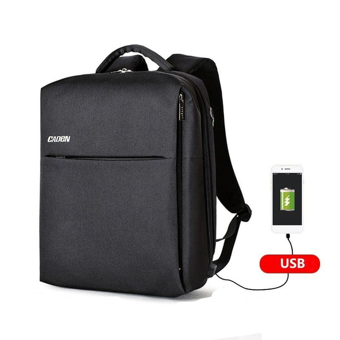 Caden Men's Square 15" Laptop Backpack with USB Charging Port