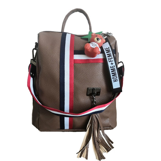Women's Vintage 'Red White and Blue' Mini Vegan Leather Backpack