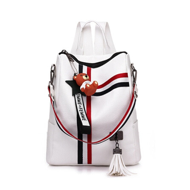 Women's Vintage 'Red White and Blue' Mini Vegan Leather Backpack