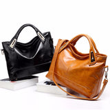 Women's Oil Wax Vegan Leather Hand Bag