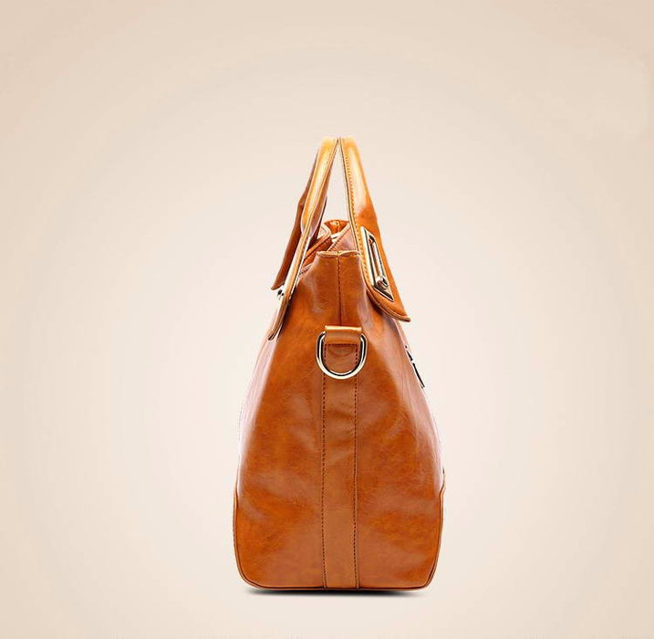 Women's Oil Wax Vegan Leather Hand Bag