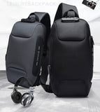 Men's Small Anti-Theft Sling Backpack with TSA Lock and USB Charging