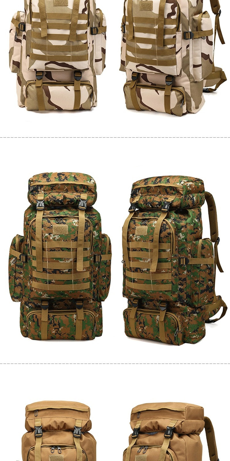 80L Large Military MOLLE Tactical Army Backpack Rucksack – ERucks