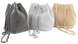 Women's Rhinestone Mesh Bucket Hand Bag