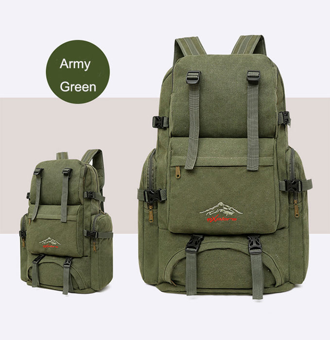 60L Large Canvas Camping Hiking Backpack