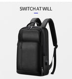 Men's Genuine Leather 15.6 Inch USB Charging Laptop Backpack