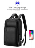 Men's Genuine Leather 15.6 Inch USB Charging Laptop Backpack