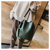 Women's Crocodile Vegan Bucket Leather Tote