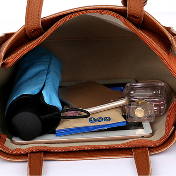 Women's Set of 4 Business Casual Handbag Mini Shoulder Bag Pocketbook and Wallet