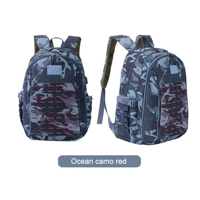 30L 900D Nylon Waterproof  Military Laser Cut Molle Backpack with USB Charging