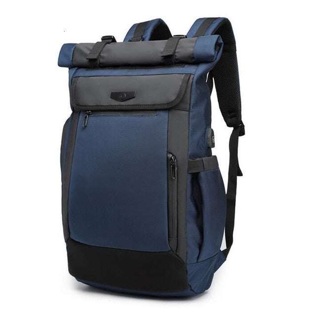 Men's Modern Roll Top | Top Loaded 17" Laptop Backpack with USB Charging