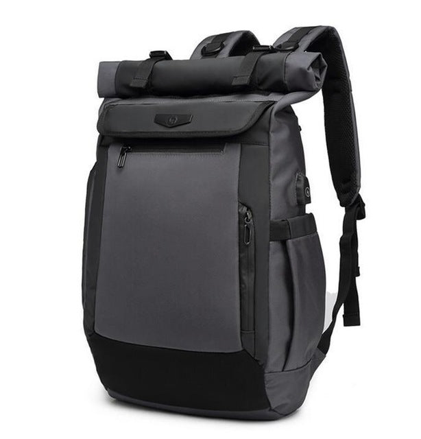 Men's Modern Roll Top | Top Loaded 17" Laptop Backpack with USB Charging