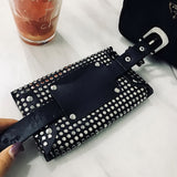 Women's Rivet Studded Leather Purse - Belt Bag