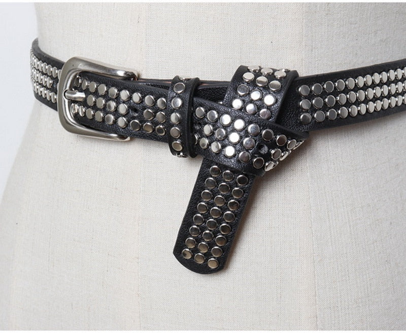 Women's Rivet Studded Leather Purse - Belt Bag