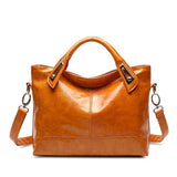 Women's Oil Wax Vegan Leather Hand Bag