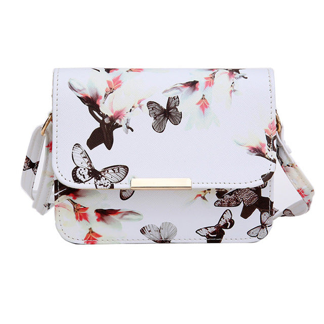 Women's 'Butterflies and Flowers' Small Shoulder Crossbody Bag