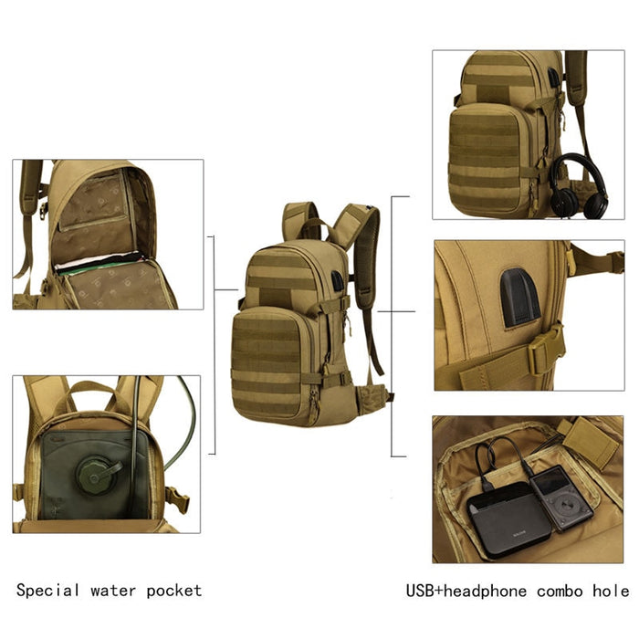 25L Molle Military Tactical Back with USB Charging
