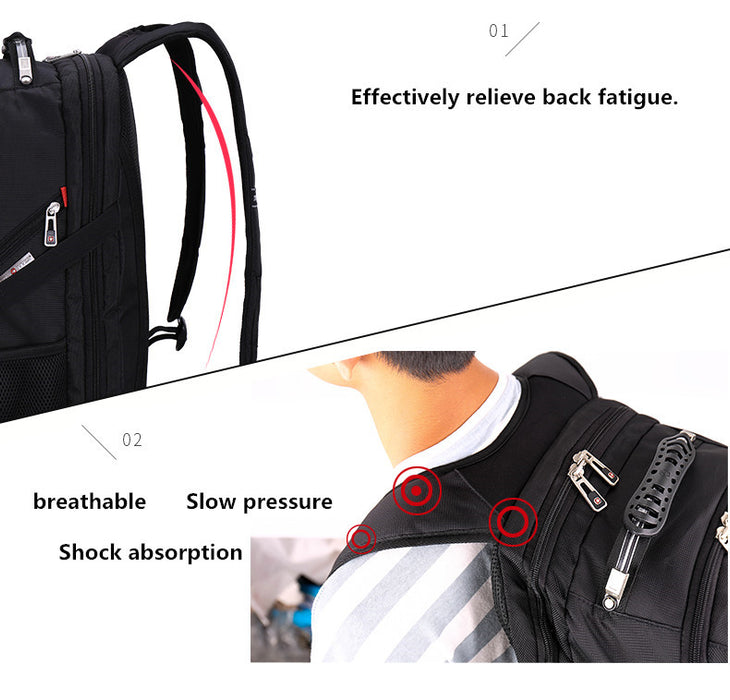 Swiss Design Large Capacity Anti-Theft Travel Backpack with USB Charging