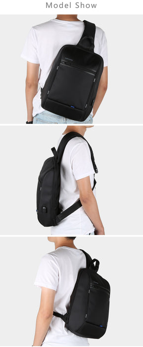 Men's Small Single Shoulder Anti-Theft 13" Laptop Backpack with USB Charging