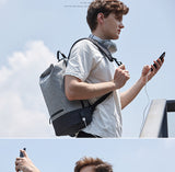 Men's Waterproof Casual Backpack with USB Charging