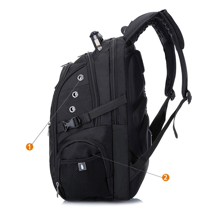 17" Laptop Swiss Design Heavy Duty Backpack with USB Charging Port and Lock