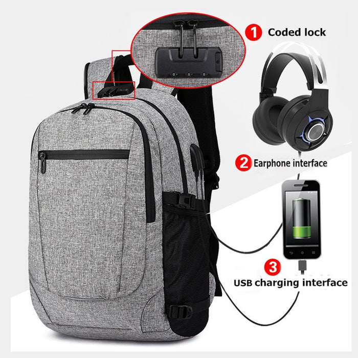 Men's Oxford Anti-Theft 15" Laptop Backpack with USB Charging and TSA Lock