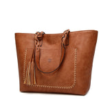 Women's Vintage Vegan Leather Tassel Tote