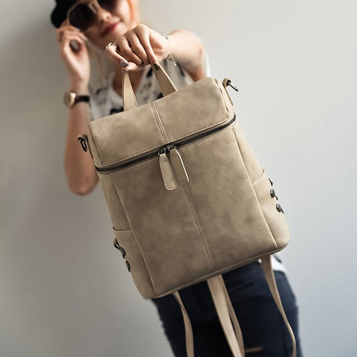 Women's Simple Style Vegan Leather Backpack